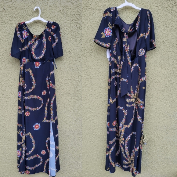 NWT ModCloth A Major Moment Black Floral Maxi Dress - Picture 2 of 5